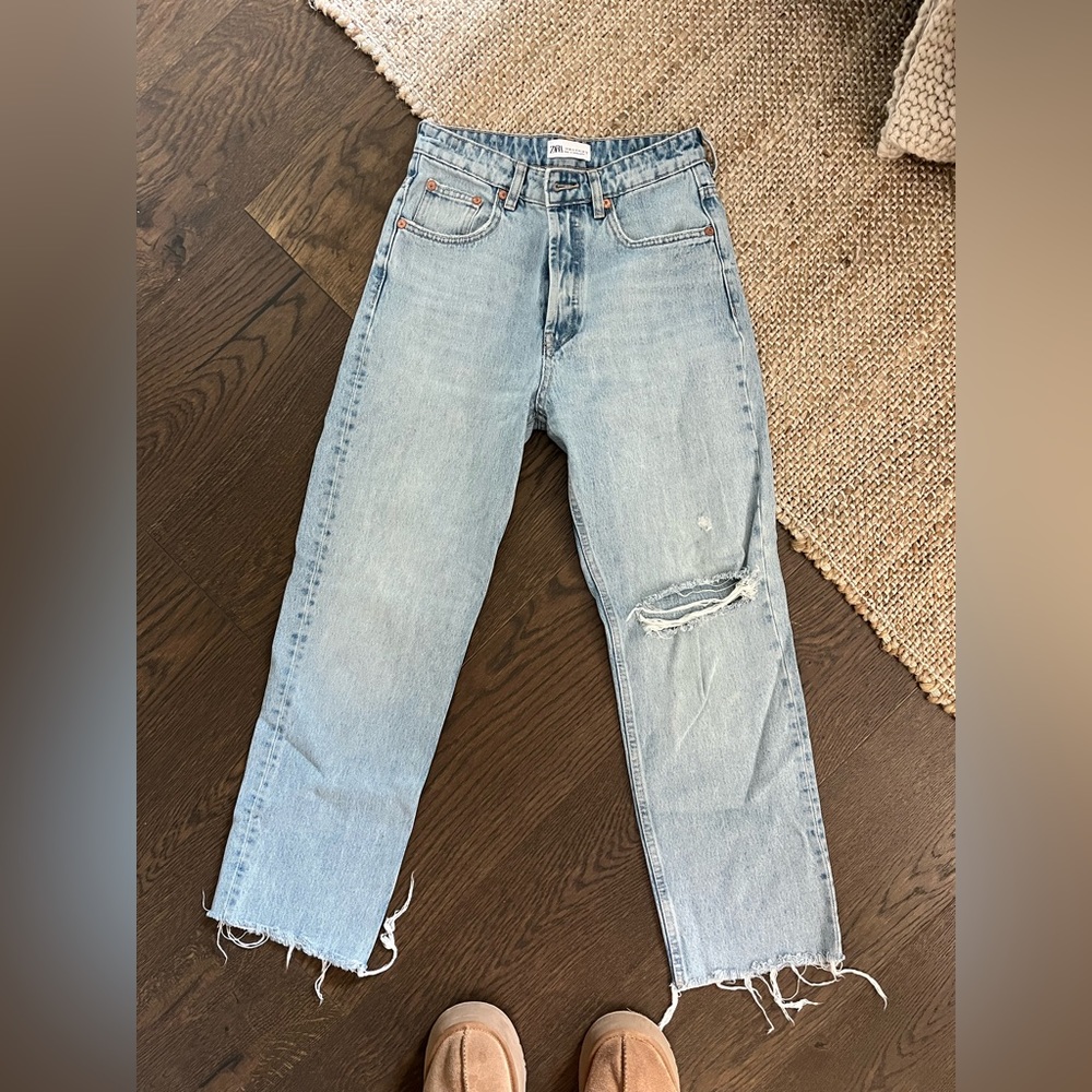 Zara high rise straight leg jeans